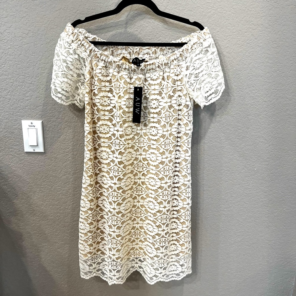 Pretty off the shoulder fully lined dress